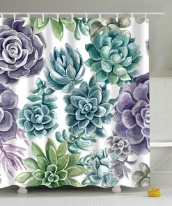 Indian Elephant Pattern Green And Blue Shower Curtain For Bathroom Decor 