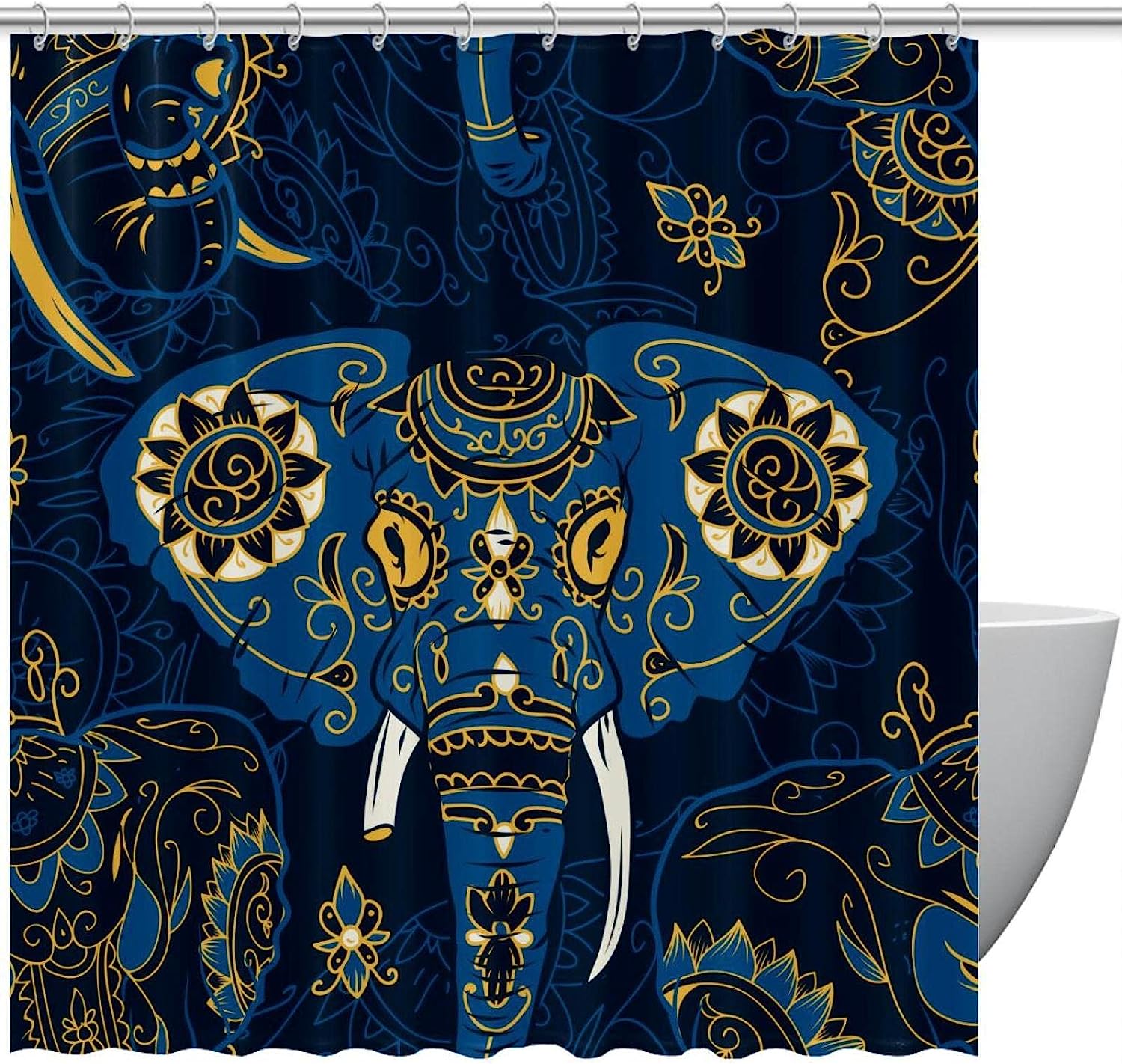 Indian Elephant Shower Curtain perfect for Bathroom Decor by Ikfashoni