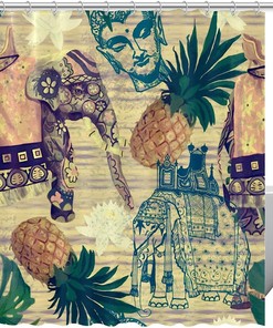 Indian Elephants Fruit Shower Curtain for Bathroom Decor by Ikfashoni