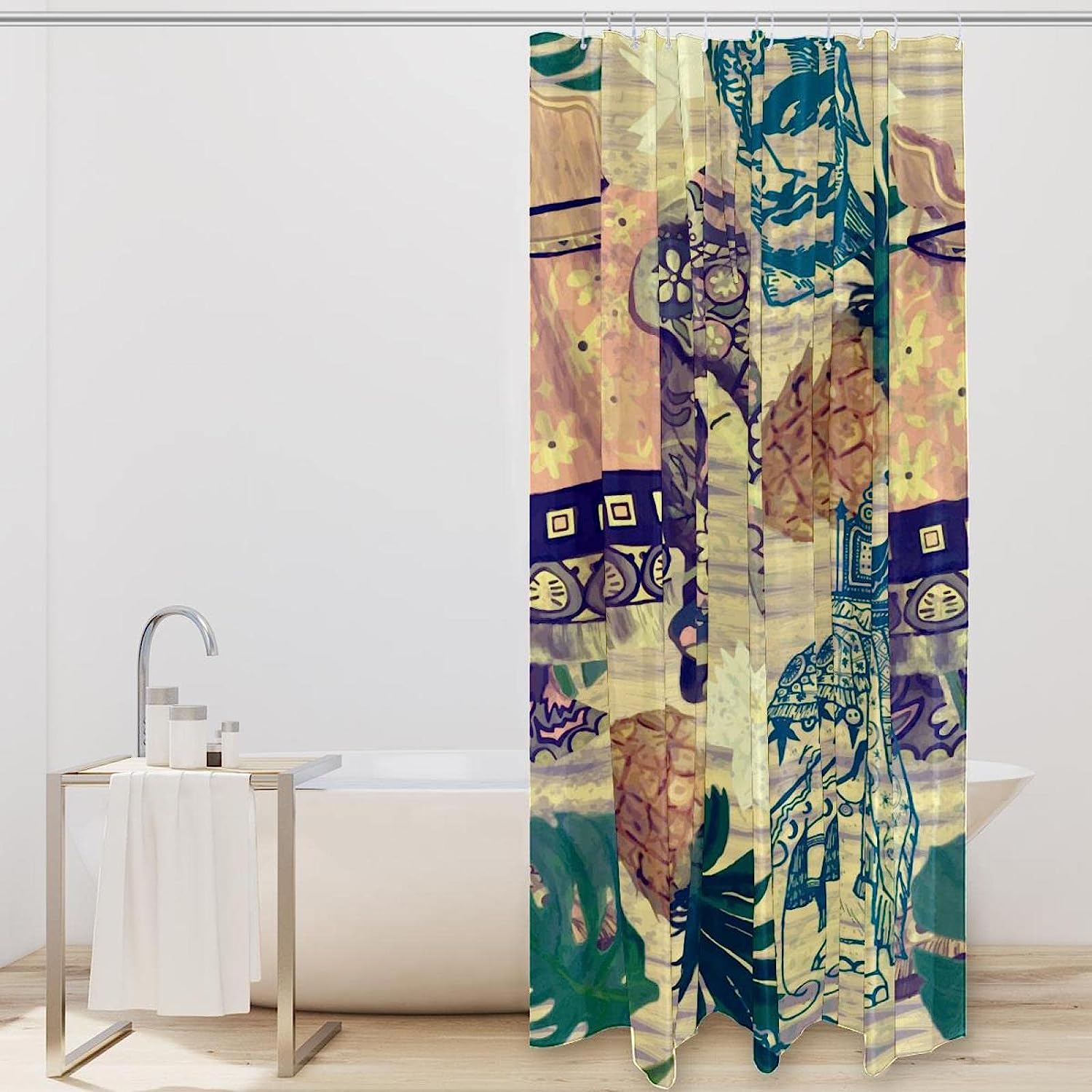 Indian Elephants Fruit Shower Curtain for Bathroom Decor by Ikfashoni