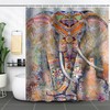 Indian Elephants Watercolor Animal Printed Shower Curtain