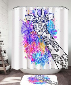 Indian Giraffe Print Shower Curtain For Colorful Bathroom Decor Ideas