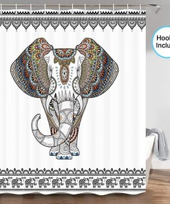 Indian Mandala Floral Elephant Fabric Shower Curtain for Bathroom with 70 In Size by Ikfashoni 