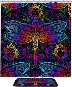 Indian Mandalas Paisley Dragonfly Sun Shower Curtain For An Ethnic Bathroom