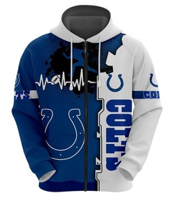 Indianapolis Colts 3D All Over Print Zip Up Hoodie For Nfl Fans With Custom Printing