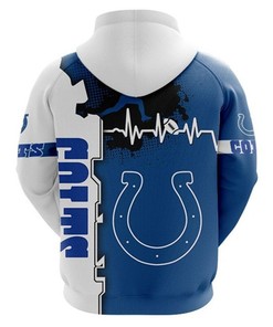 Indianapolis Colts 3D All Over Print Zip Up Hoodie For Nfl Fans With Custom Printing