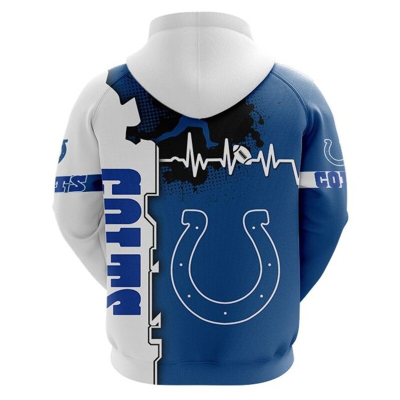 Indianapolis Colts 3D All Over Print Zip Up Hoodie For Nfl Fans With Custom Printing