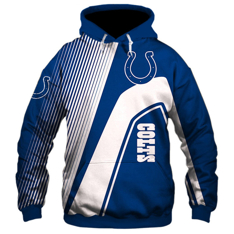 Indianapolis Colts 3D Zip Hoodie Pullover With All Over Print For Nfl Fans