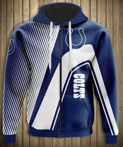 Indianapolis Colts 3D Zip Hoodie Pullover With All Over Print For Nfl Fans