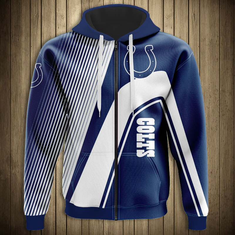 Indianapolis Colts 3D Zip Hoodie Pullover With All Over Print For Nfl Fans