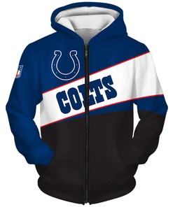 Indianapolis Colts All Over Print 3D Zip Hoodie - Custom All Over Print Hoodie
