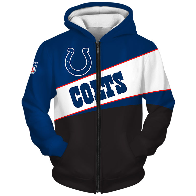 Indianapolis Colts All Over Print 3D Zip Hoodie - Custom All Over Print Hoodie