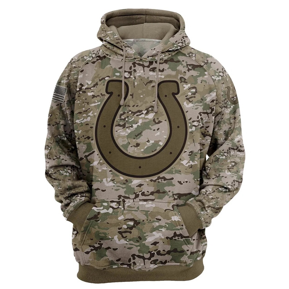 Indianapolis Colts Army Graphic Zip Hoodie Pullover - All Over Print Hoodies For Women