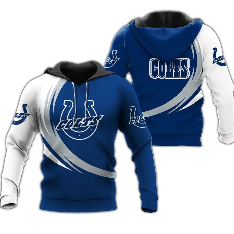 Indianapolis Colts Curve Graphic 3D Hoodie - 3D Print Hoodies Full Size