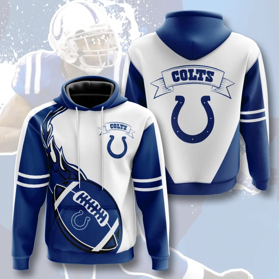 Indianapolis Colts Flame Balls 3D Graphic Hoodie - Gifts For Men