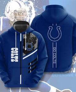Indianapolis Colts Hoodie 3 Lines Graphic Gift For Fans - All Over Print Zip Up Hoodie Men