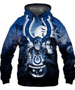 Indianapolis Colts Hoodie 3D Horror Night Halloween Gifts For Fans - All Over Print Hoodie Printful