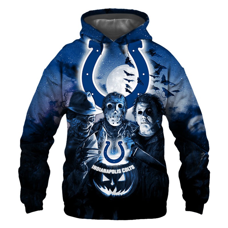 Indianapolis Colts Hoodie 3D Horror Night Halloween Gifts For Fans - All Over Print Hoodie Printful