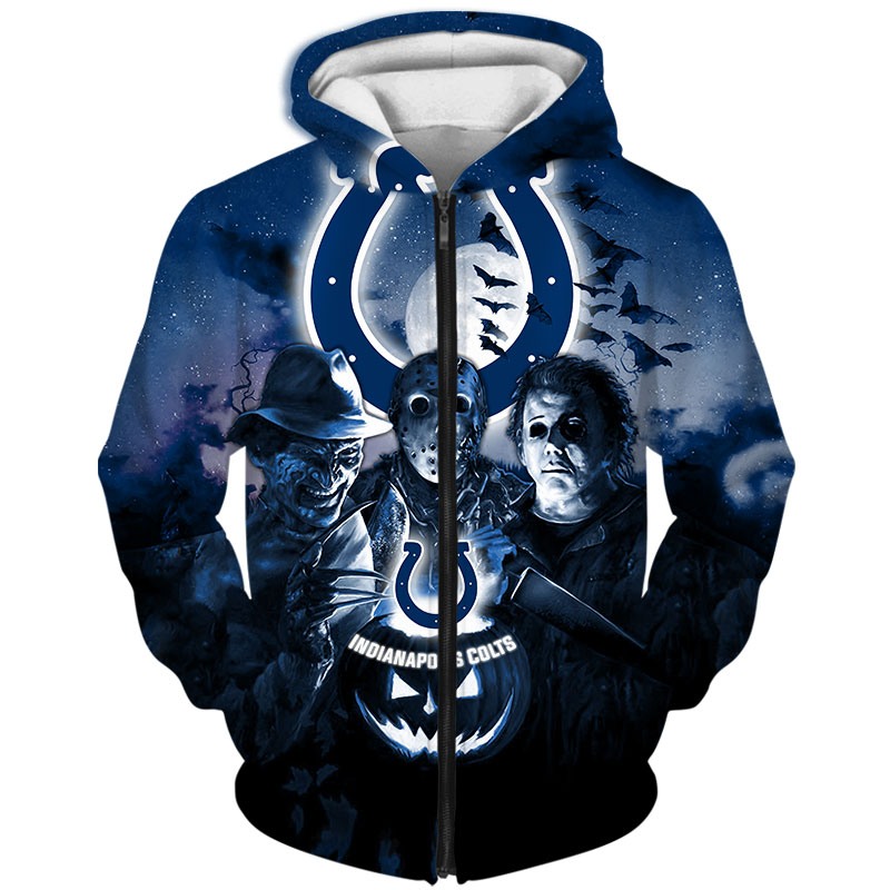 Indianapolis Colts Hoodie 3D Horror Night Halloween Gifts For Fans - All Over Print Hoodie Printful