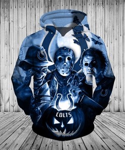 Indianapolis Colts Hoodie 3D Horror Night Halloween Pullover - 3D Hoodies With Zippers
