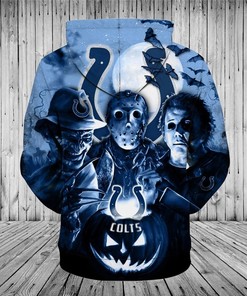 Indianapolis Colts Hoodie 3D Horror Night Halloween Pullover - 3D Hoodies With Zippers