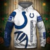 Indianapolis Colts Hoodie 3D Printed Balls Zip Hoodie Pullover - Mens 3D Hoodies