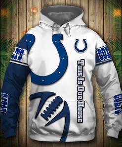 Indianapolis Colts Hoodie 3D Printed Balls Zip Hoodie Pullover - Mens 3D Hoodies