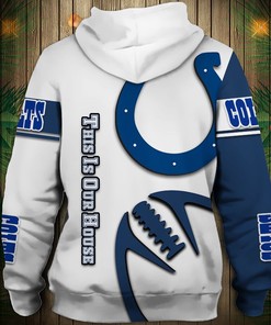 Indianapolis Colts Hoodie 3D Printed Balls Zip Hoodie Pullover - Mens 3D Hoodies