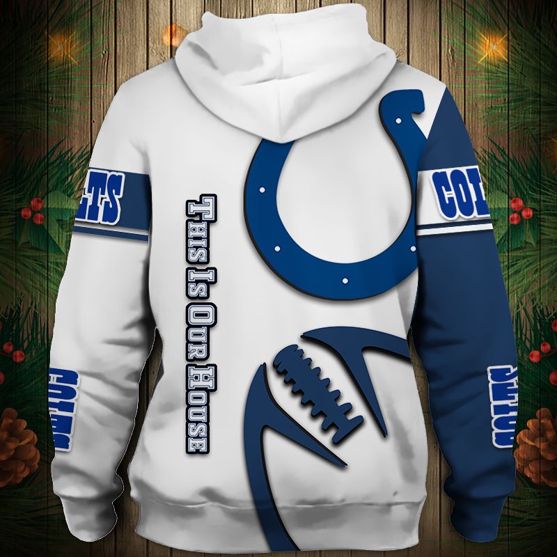 Indianapolis Colts Hoodie 3D Printed Balls Zip Hoodie Pullover - Mens 3D Hoodies