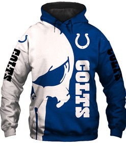Indianapolis Colts Hoodie 3D Skull All Over Printed - Gifts For Men