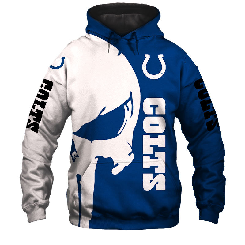 Indianapolis Colts Hoodie 3D Skull All Over Printed - Gifts For Men