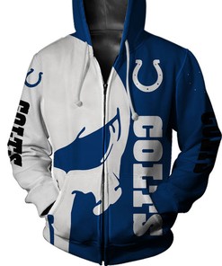 Indianapolis Colts Hoodie 3D Skull All Over Printed - Gifts For Men