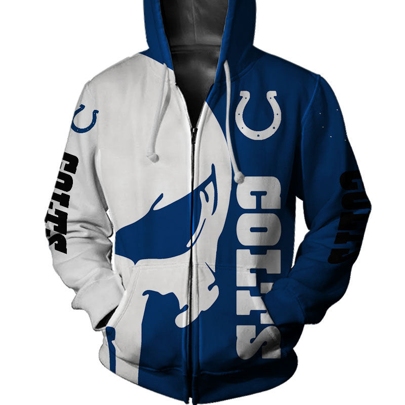 Indianapolis Colts Hoodie 3D Skull All Over Printed - Gifts For Men