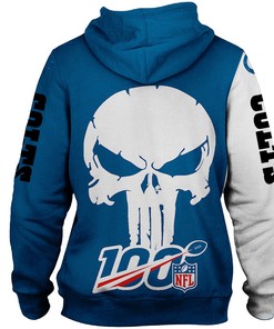 Indianapolis Colts Hoodie 3D Skull All Over Printed - Gifts For Men