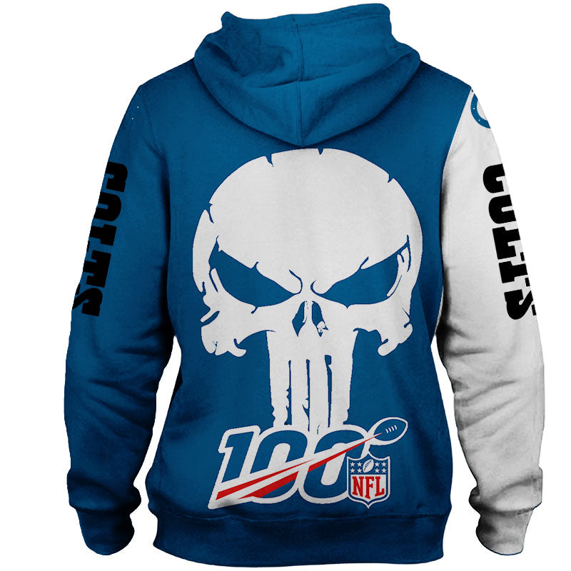 Indianapolis Colts Hoodie 3D Skull All Over Printed - Gifts For Men