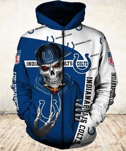Indianapolis Colts Hoodie Cute Death 3D Zip Hoodie - Gifts For Fans