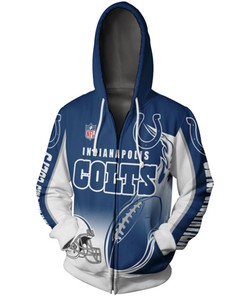 Indianapolis Colts Hoodie Cute Flame Balls Graphic 3D Zip Hoodie - 3D Hoodies For Men Graphic