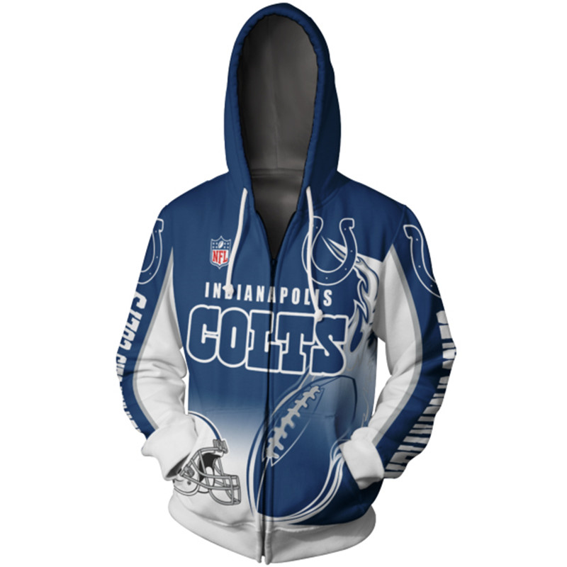 Indianapolis Colts Hoodie Cute Flame Balls Graphic 3D Zip Hoodie - 3D Hoodies For Men Graphic