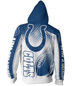 Indianapolis Colts Hoodie Cute Flame Balls Graphic 3D Zip Hoodie - 3D Hoodies For Men Graphic