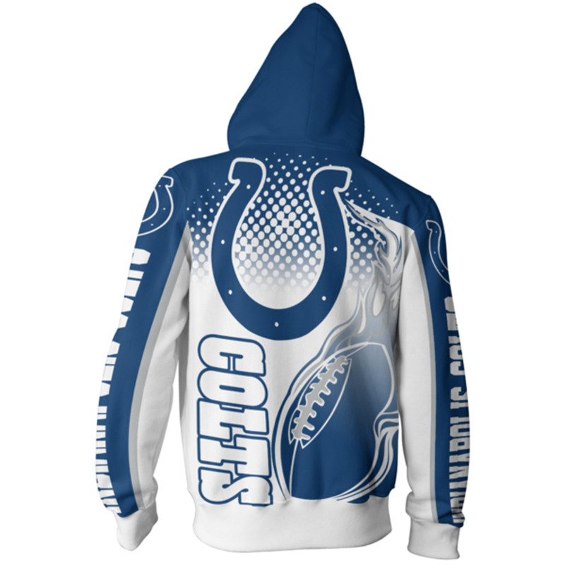 Indianapolis Colts Hoodie Cute Flame Balls Graphic 3D Zip Hoodie - 3D Hoodies For Men Graphic
