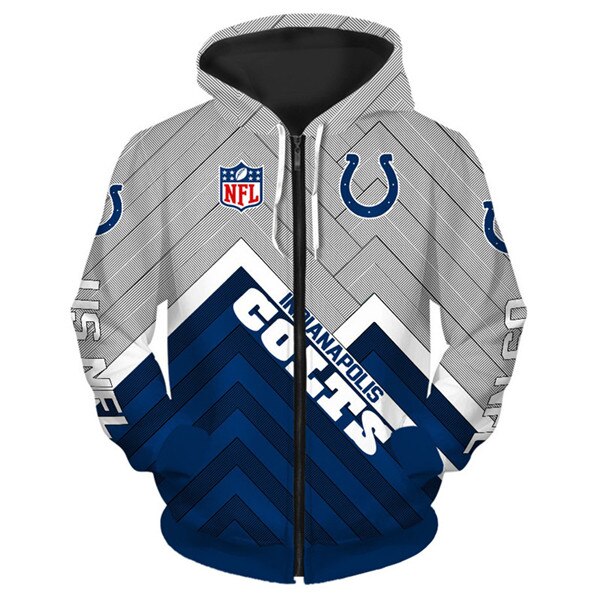 Indianapolis Colts Hoodie Pullover 3D Zip Hoodie - Gifts For Father'S Day