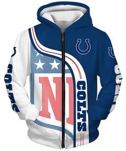 Indianapolis Colts Pullover 3D Hoodie With Zip Up All Over Print For Nfl Fans