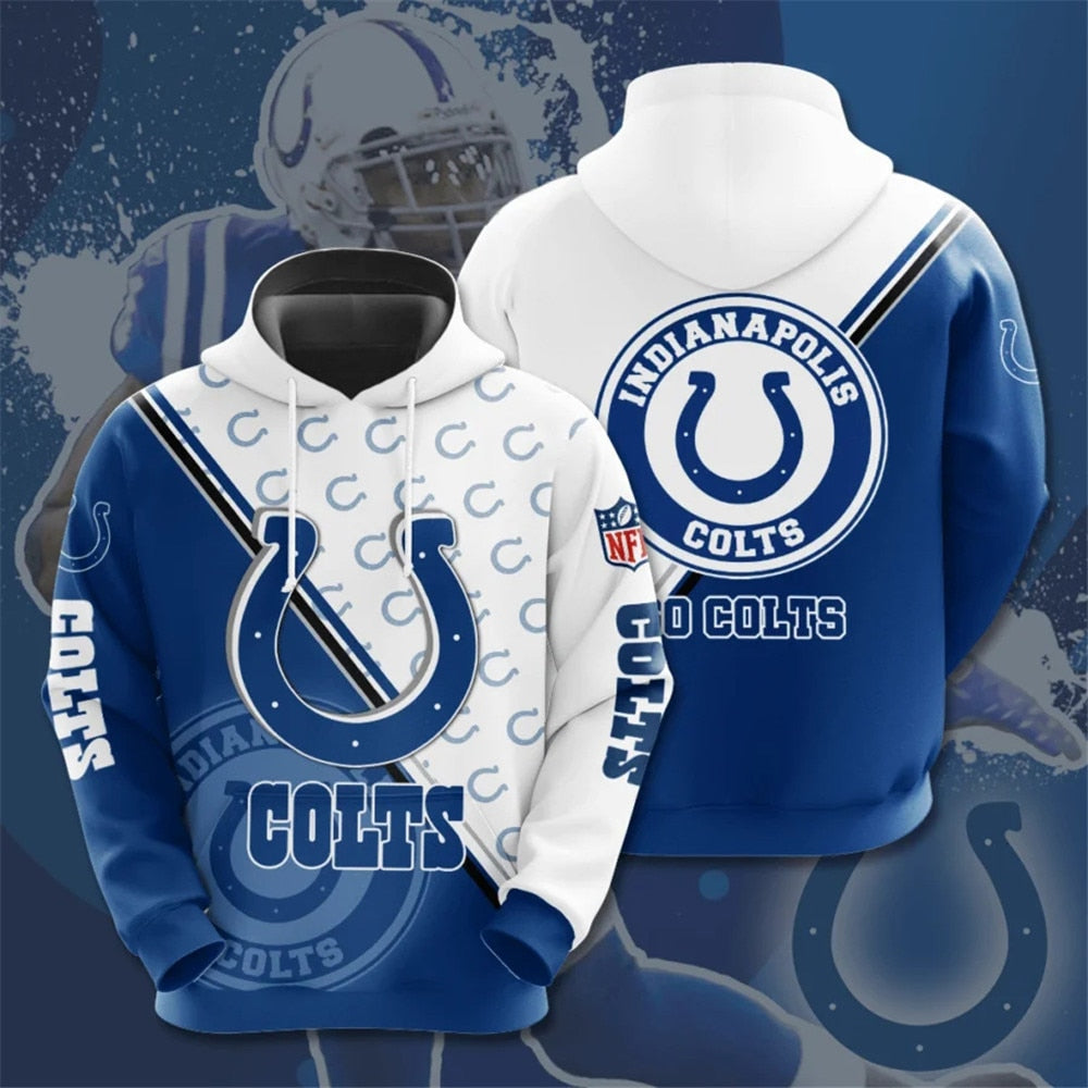 Indianapolis Colts Seal Motifs 3D Hoodie - All Over Print Hoodie Printful