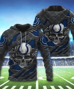 Indianapolis Colts Skull 3D Hoodie - Great Gift For Fans