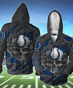 Indianapolis Colts Skull 3D Hoodie - Great Gift For Fans