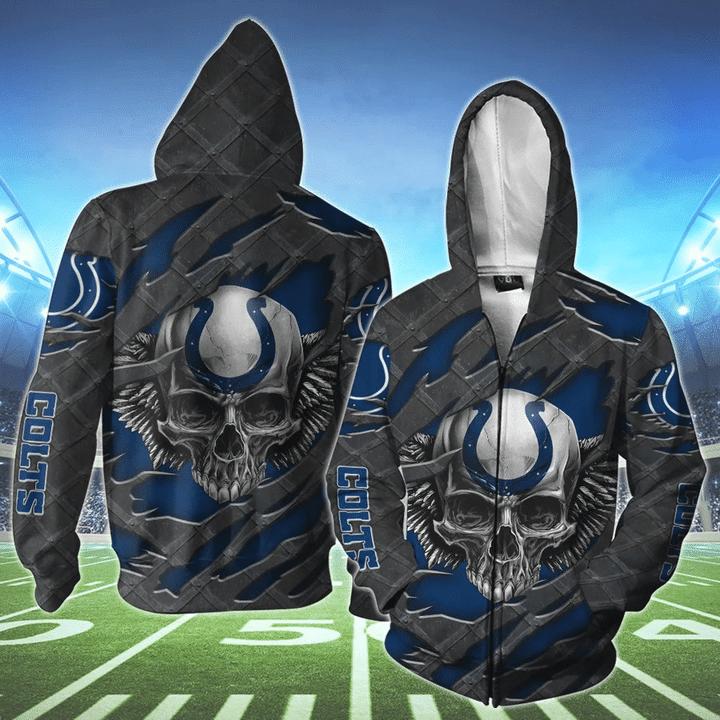 Indianapolis Colts Skull 3D Hoodie - Great Gift For Fans