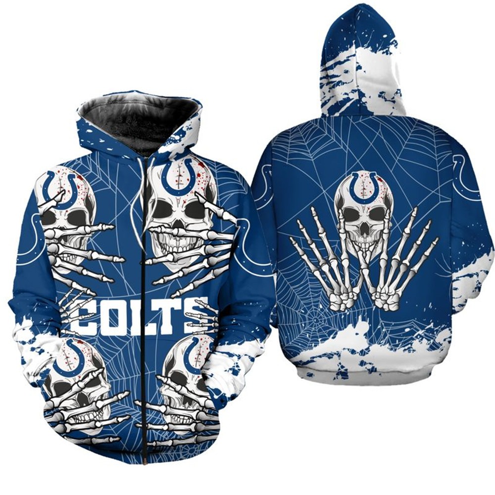 Indianapolis Colts Skull For Halloween 3D Printed Hoodie - Gifts For Father'S Day