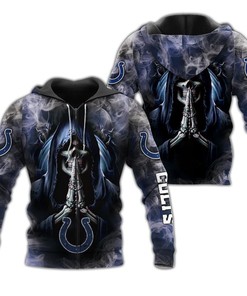 Indianapolis Colts Skull Hoodie Background Smoke 3D - All Over Print Hoodies For Women
