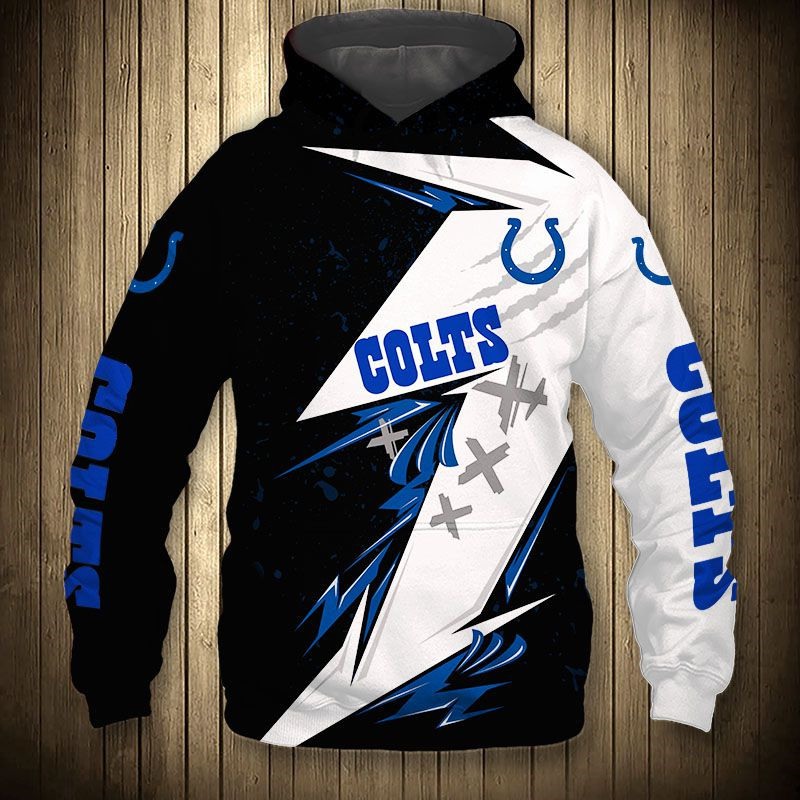 Indianapolis Colts Thunder Graphic 3D Hoodie - 3D Hoodies With Zippers