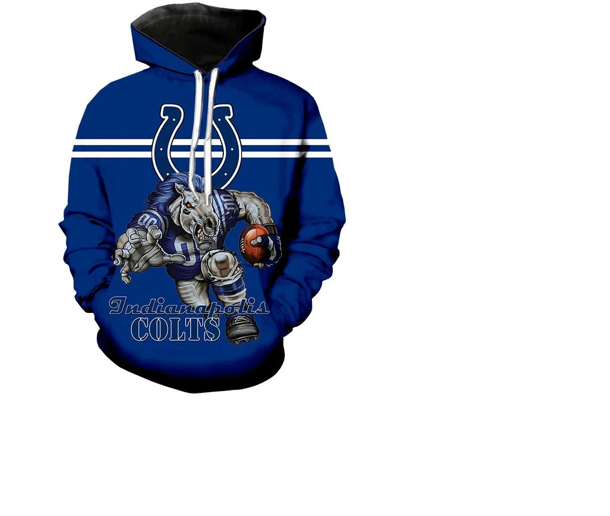 Indianapolis Colts Ultra-Cool Design 3D Zip Hoodie Pullover - 3D Hoodies For Men Graphic